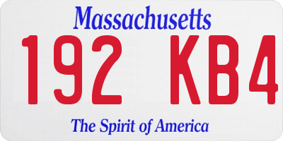 MA license plate 192KB4