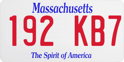 MA license plate 192KB7