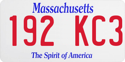 MA license plate 192KC3