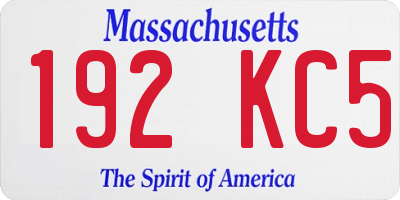 MA license plate 192KC5
