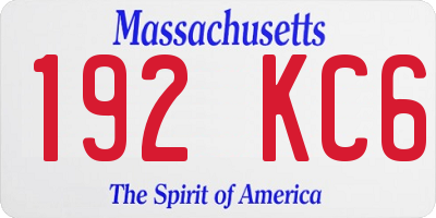 MA license plate 192KC6