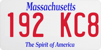 MA license plate 192KC8