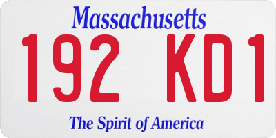 MA license plate 192KD1