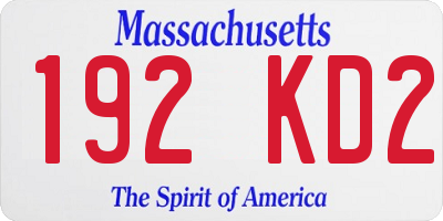 MA license plate 192KD2