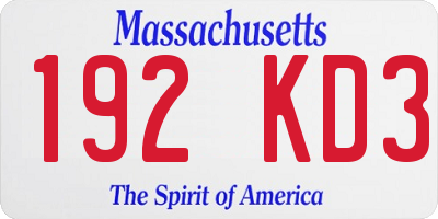 MA license plate 192KD3