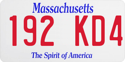 MA license plate 192KD4