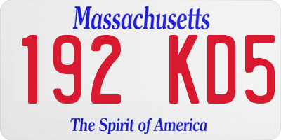 MA license plate 192KD5