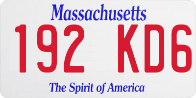 MA license plate 192KD6