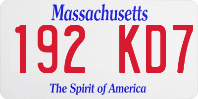 MA license plate 192KD7