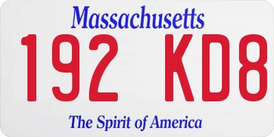 MA license plate 192KD8