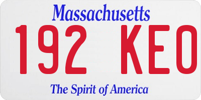 MA license plate 192KE0