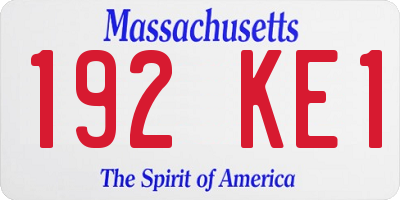 MA license plate 192KE1