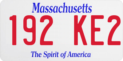 MA license plate 192KE2