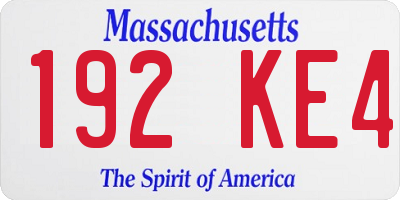 MA license plate 192KE4