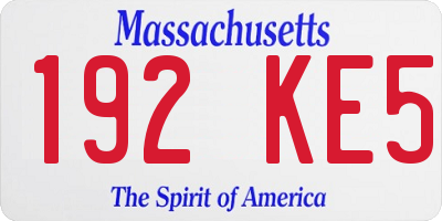 MA license plate 192KE5