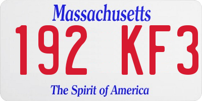 MA license plate 192KF3