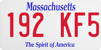 MA license plate 192KF5