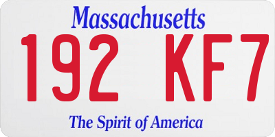 MA license plate 192KF7