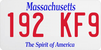 MA license plate 192KF9