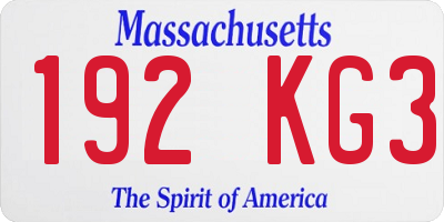 MA license plate 192KG3