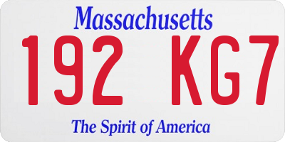 MA license plate 192KG7