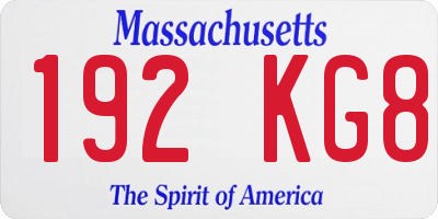 MA license plate 192KG8