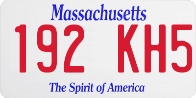 MA license plate 192KH5