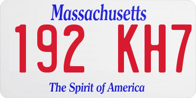 MA license plate 192KH7