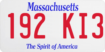MA license plate 192KI3