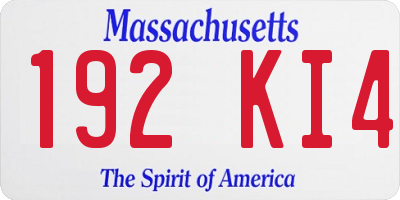 MA license plate 192KI4