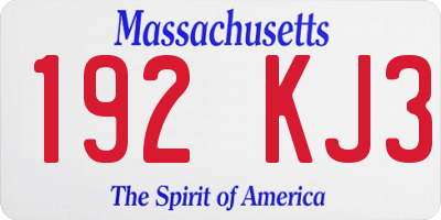 MA license plate 192KJ3