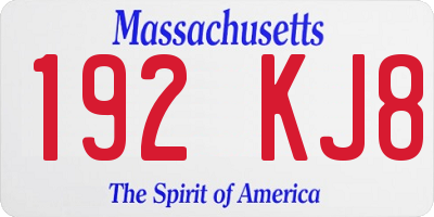 MA license plate 192KJ8