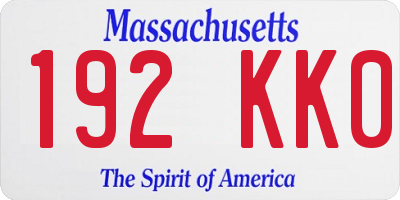 MA license plate 192KK0