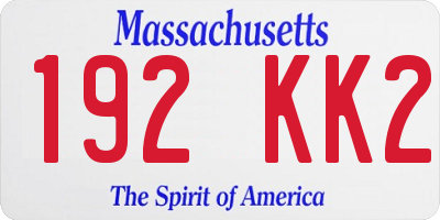 MA license plate 192KK2