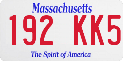 MA license plate 192KK5