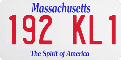 MA license plate 192KL1