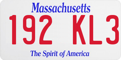 MA license plate 192KL3