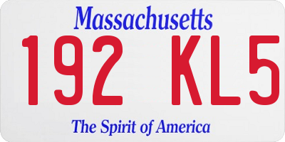 MA license plate 192KL5