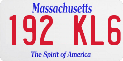MA license plate 192KL6