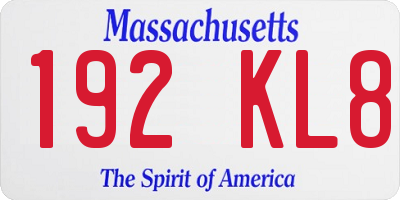 MA license plate 192KL8