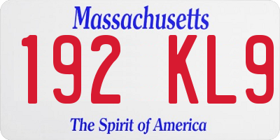 MA license plate 192KL9