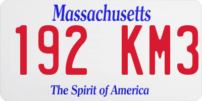 MA license plate 192KM3