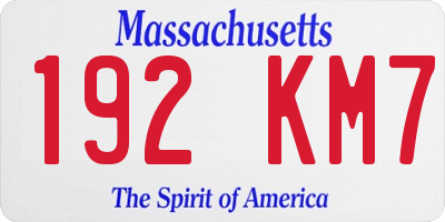 MA license plate 192KM7