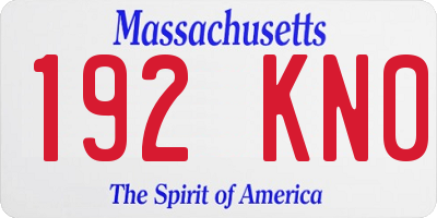 MA license plate 192KN0