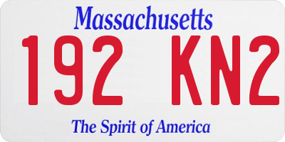 MA license plate 192KN2