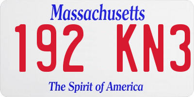 MA license plate 192KN3