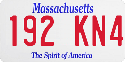 MA license plate 192KN4