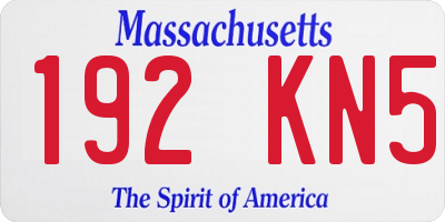 MA license plate 192KN5
