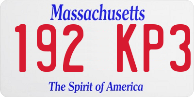 MA license plate 192KP3