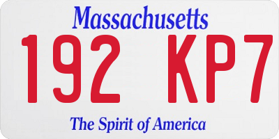 MA license plate 192KP7
